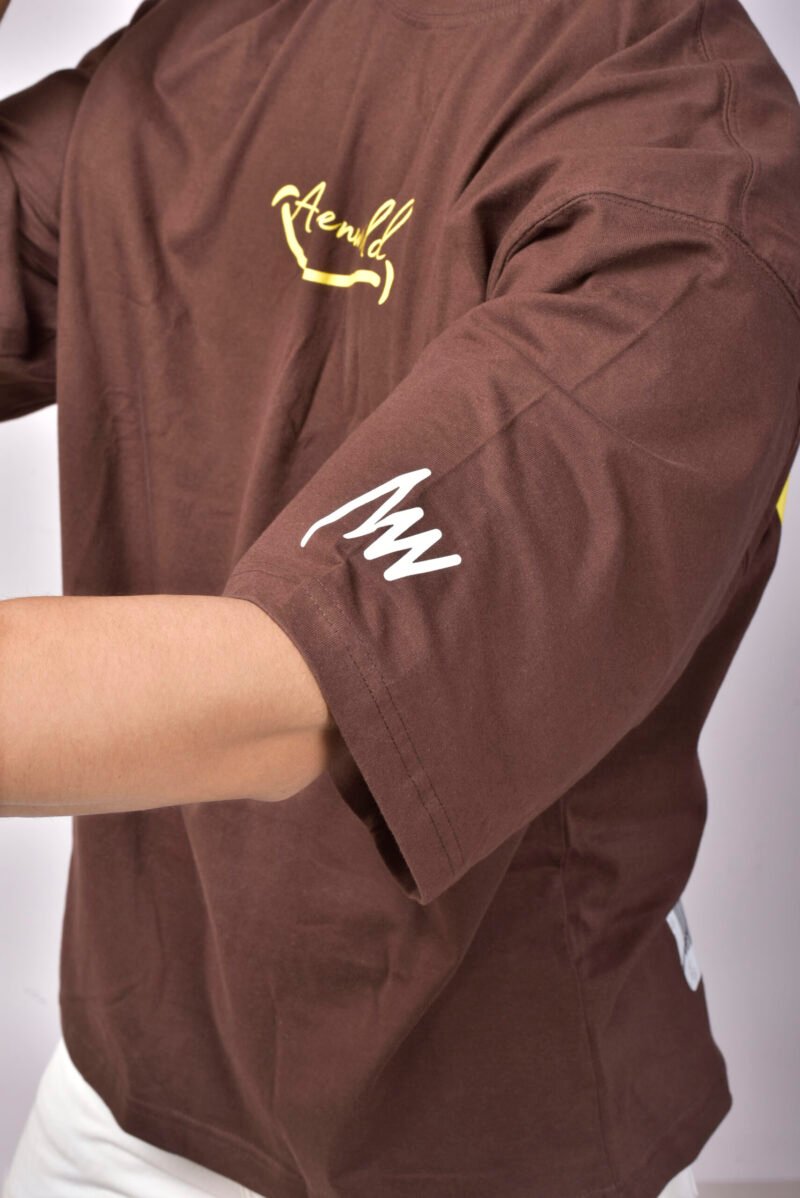 Alienwild – Born Happy Oversized T-Shirt | Bold Streetwear Drop, 100% Supreme Cotton, Coffee Brown - Image 6