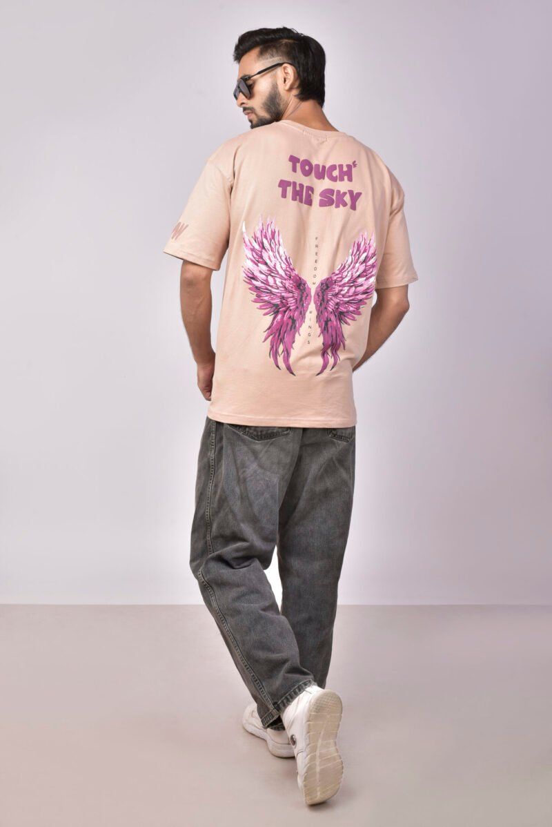 Alienwild - Freedom Wings Oversized T-Shirt | 100% Supreme Cotton, Round Neck, Beige - Image 3