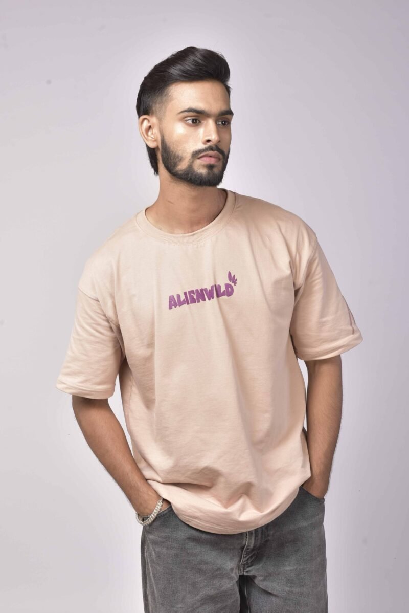 Alienwild - Freedom Wings Oversized T-Shirt | 100% Supreme Cotton, Round Neck, Beige - Image 2
