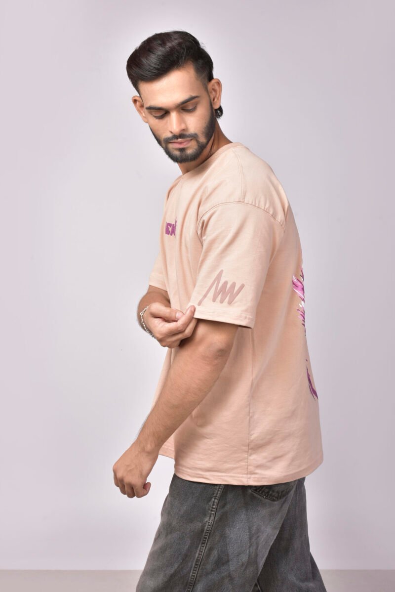 Alienwild - Freedom Wings Oversized T-Shirt | 100% Supreme Cotton, Round Neck, Beige - Image 4